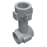 Light gray LEGO 92690 Bar 1L with a top stud and two side studs, forming a perpendicular connector.