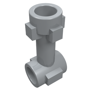 Light gray LEGO 92690 Bar 1L with a top stud and two side studs, forming a perpendicular connector.