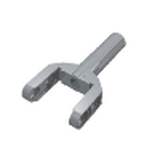 Grey LEGO Technic Linear Actuator Mini part 92693c01, featuring a U-shaped head and an integrated shaft.