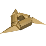 Low-poly render of a tan LEGO 93058 Minifigure Weapon Shuriken Throwing Star with Smooth Grips on white background.