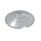Light gray LEGO Minifigure Conical Asian Hat (part 93059) with segmented top and concentric rings.