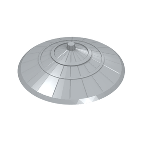 Light gray LEGO Minifigure Conical Asian Hat (part 93059) with segmented top and concentric rings.