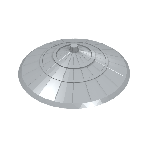 Light gray LEGO Minifigure Conical Asian Hat (part 93059) with segmented top and concentric rings.
