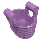 Purple LEGO Minifigure Utensil Basket 93092, flexible rubber, with two roll handles, viewed from above.