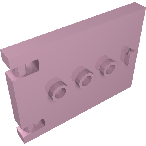 Light pink LEGO Door 1 x 5 x 3 part 93096 with three hollow studs and a small handle.