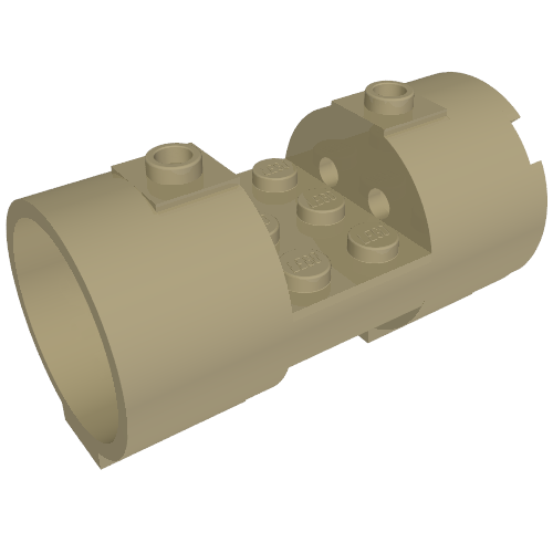 Tan LEGO 93168 Cylinder 3x6x2 2/3 Horizontal part with square connections between interior studs and top attachment points.