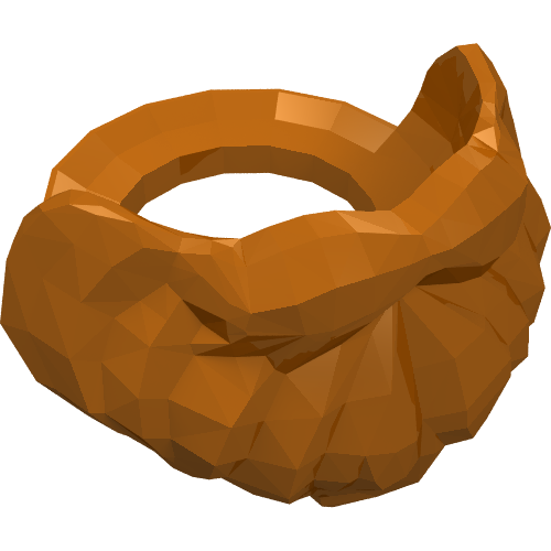 A reddish-brown, low-polygon LEGO minifigure beard, medium short style, with a hole in the center for the head.