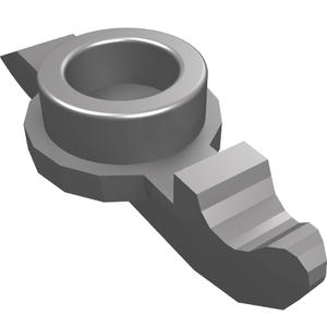 Gray LEGO 93555 Minifigure Ice Skate piece, featuring a rounded top connector and a distinct skate blade base.