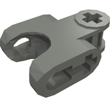 Gray LEGO Technic Axle Connector 2x3 with ball joint socket, closed sides, straight forks, and open axle holes.