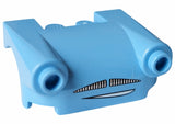 Light blue LEGO vehicle mudguard 3x4 with headlights, black and white moustache grille, and smile pattern.