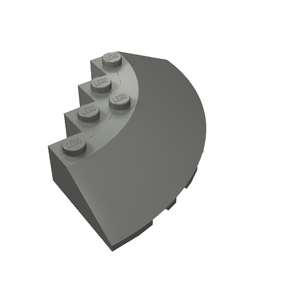 Gray LEGO 95188 round corner 6x6 brick with 33-degree sloped edge, facet cutout, and five visible studs.