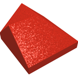 Red LEGO Slope 45 2 x 2 Double Convex / Double Concave brick with textured surface.