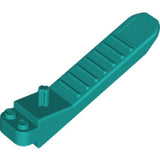 Dark turquoise LEGO 96874 Brick and Axle Separator, with two studs and a pin connector, angled view.