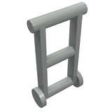 Light gray LEGO 969 Vehicle, Trailer Stand with two vertical posts and three horizontal cylindrical rods.