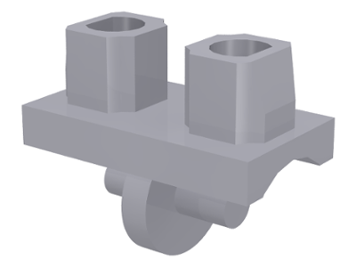 Light gray LEGO part 970 Hips, with two octagonal studs on top and a circular wheel element underneath.