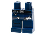 LEGO 970c00pb0225 dark blue hips and legs with gunbelt, zippered pocket, and clip prints.