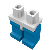 LEGO 970c07 minifigure part featuring white hips and blue legs, shown from an angled top-down perspective on a white background.