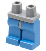 LEGO 970c42 minifigure hips and medium blue legs assembly, featuring a light grey hip piece with two studs.