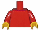 Plain red LEGO minifigure torso with red arms and yellow hands.