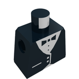 LEGO 973p20 dark blue minifigure torso with white formal vest, bow tie, and button pattern.