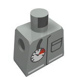 Grey LEGO minifigure torso with fire uniform jacket pattern, featuring an air gauge, pocket, and white stripes.