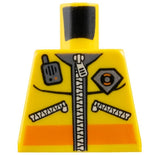 LEGO 973pb0488 Torso Jacket with Orange Stripe, Silver Zippers, Dark Bluish Gray Collar, City Coast Guard Logo, and Radio Pattern.