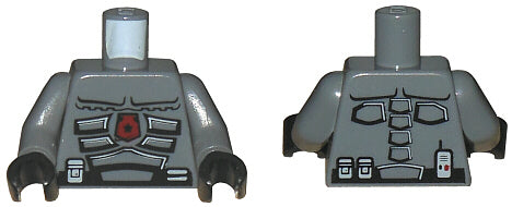 LEGO 973pb0575c01 Space Police 3 Officer gray torso, black arms/hands, red emblem front, radio back.