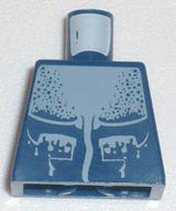 LEGO dark blue torso with sand blue Atlantis Manta Ray pattern, featuring two manta rays and bubble details, 973pb0620