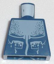 LEGO dark blue torso with sand blue Atlantis Manta Ray pattern, featuring two manta rays and bubble details, 973pb0620