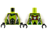 LEGO World Racers torso, lime green, white arms, black hands. Front: white/silver jacket pattern. Back: Team Extreme logo.