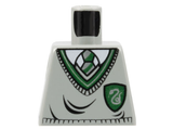 Light grey LEGO torso with Harry Potter Slytherin uniform pattern, featuring a green and white V-neck and house shield.