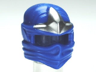 Blue LEGO Ninjago Wrap Type 1 minifigure headgear with silver 3-point emblem pattern.