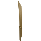 A tan LEGO 98137 Propeller 1 Blade 10L with Bar, also known as a Sword Blade, shown vertically.
