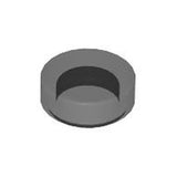 Dark grey LEGO Round 1 x 1 Tile, part 98138, featuring a crescent-shaped dark grey depression in the center.