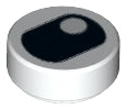 LEGO 98138pb066 Round 1x1 Tile with a Black Squinting Eye and Pupil in the Corner Pattern.