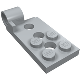 Light gray LEGO 98285 Hinge Plate 2x4 with pin hole and three holes on the surface.