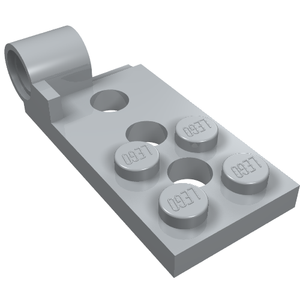 Light gray LEGO 98285 Hinge Plate 2x4 with pin hole and three holes on the surface.