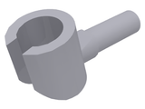 Light grey LEGO minifigure hand piece, cylindrical with a C-shaped opening and a rod extending from one side.