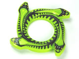 Bright green LEGO Ninjago spinner crown ring with four snake heads, black and dark green scales pattern, and 2x2 hole.