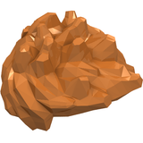 Burnt orange LEGO Minifigure spiked hair piece (part 98385) featuring a rugged, multi-faceted texture.