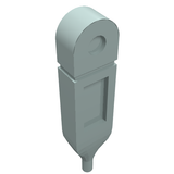 Grey LEGO 98393d Friends medical thermometer accessory, featuring a rounded top with a hole and a tapered base.