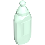 Light green transparent LEGO baby feeding bottle, polygonal in shape, with a faceted nipple/cap on top.
