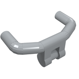 Light gray LEGO Minifigure Handlebars (part 98397) with angular handles, seen from a slight angle on a white background.