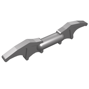 A grey LEGO Batarang weapon, featuring two bat wings connected by a central bar.