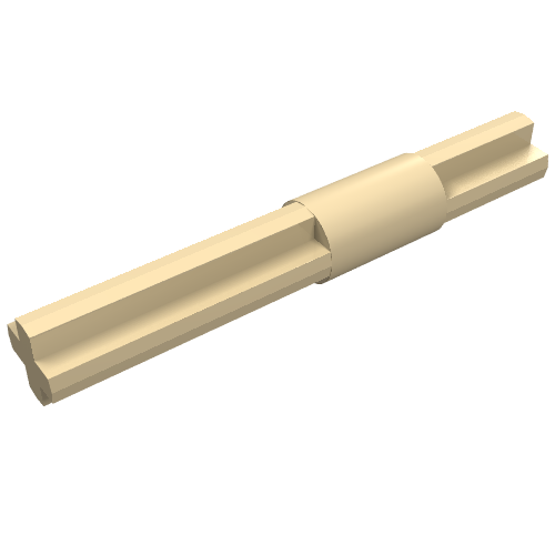 A light tan LEGO Technic Axle 4L with a cylindrical center stop, angled view.