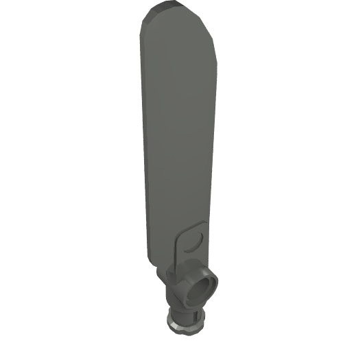 Dark gray LEGO Technic rotor blade 99012 with axle and pin connector end on white background.