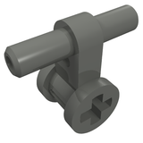 Dark gray LEGO 99021 Pneumatic Hose Connector with Axle Connector. Features a hose connection, axle, and axle hole.