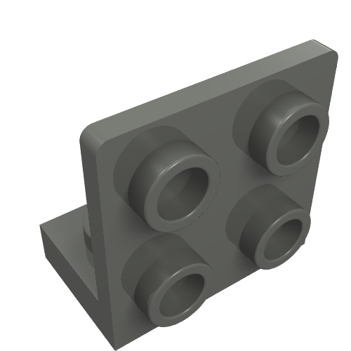 Dark grey LEGO 99207 Bracket 1 x 2 - 2 x 2 Inverted, showing its L-shape and studs on two faces.