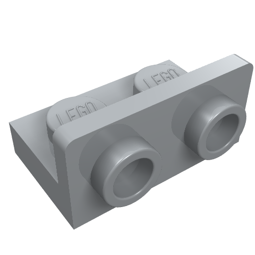 Light grey LEGO 99780 Bracket 1x2 - 1x2 Inverted piece featuring two studs and two side-facing anti-studs.