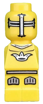 Yellow LEGO Microfigure Lava Dragon Knight 85863pb004 with black and silver cross on head, and knight armor details.